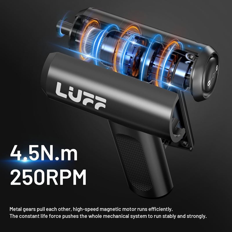 LUFF Electric Screwdriver Set, 4V Cordless Rechargeable Screwdriver with 4.5 N.m Torque, 1500 mAh Battery USB-C, LED Light, 12 Bits for Furniture/Electrical Repairs - Image 2